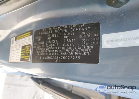 2007 Hyundai Entourage Gls/Limited/Se z USA, uszkodzony, nr VIN KNDMC233X76027238